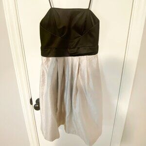 ************WOMEN'S STRAPLESS SILVER/BLACK SATIN COCKTAIL DRESS************
